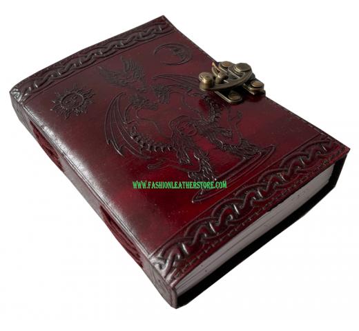 embossed mother of earth with dragon leather journal